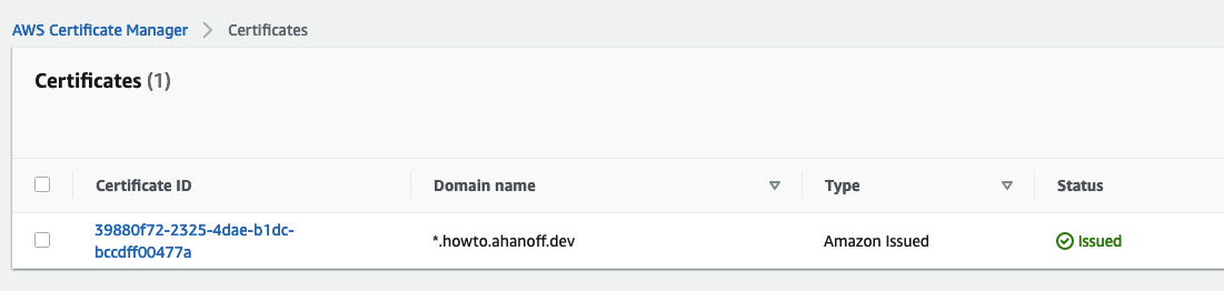 AWS ACM issued cert